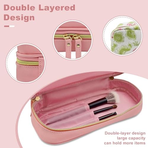 Sangula·Valley Makeup Bag 3 Pack, Double Layer Transparent Cosmetic Bag Organizer, Women's Toiletry Bag, Travel Essentials (Pink) — view 4