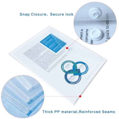 Plastic Wallets, 6Pack A4 Documents Popper Wallet File Folders — view 2