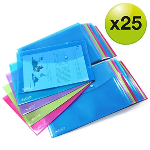 Rapesco 1677 ECO Recycled Popper Wallets, A4+, Pack of 25 — view 2