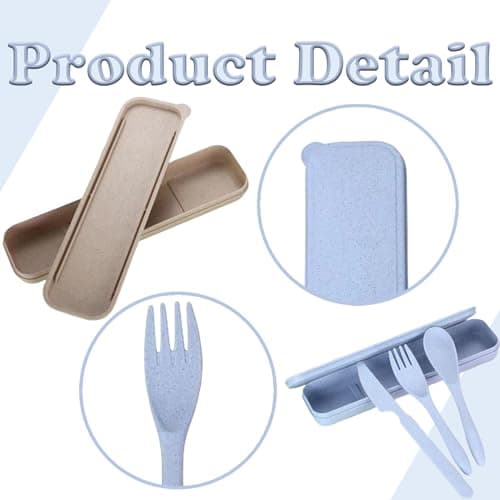 4 Pack Travel Cutlery Set Portable Camping Utensils with Case Reusable Spoon Fork Knife Tableware Set for Picnic Daily Use — view 3