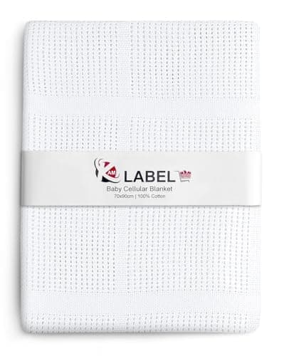 KAM LABELZ Newborn Baby Girl Boy Unisex Extra Soft Light Weight Cellular Blankets| 100% Cotton Eco Friendly Machine Washable| Fits for Moses Basket Pram Crib Travel Car Home| 70 X90 CM (White) — view 2