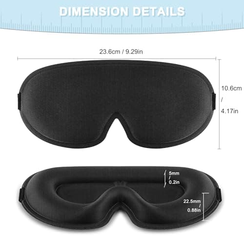 Blackout Sleep Mask for Women Men Zero Eye Pressure Eye Mask, Lycra Fabric 3D Ergonomic Design Eye Movement and Eyelash Friendly, Ultra Comfortable Blindfold for Sleeping Black — view 5