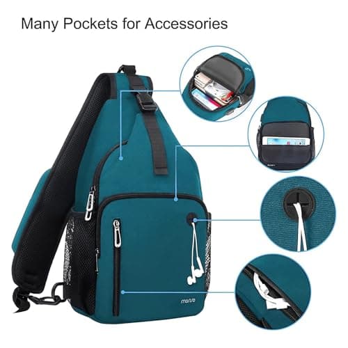 MOSISO Sling Backpack Bag, Crossbody Shoulder Backpack, Teal Green — view 5