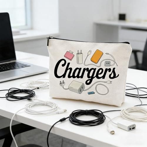 YNR Charging Cable Organizer Bag, Canvas Travel Pouch for Electronics Accessories, Waterproof Storage with Zipper, Portable Tech Cord Organiser — view 2