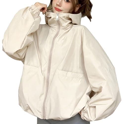 Cropped Waterproof Jacket for Women UK Lightweight Windproof Packable Rain Coat Breathable Hooded Windbreaker Zip Up Crop Jacket with Pockets Casual Raincoat Running Golf Cycling Outwear