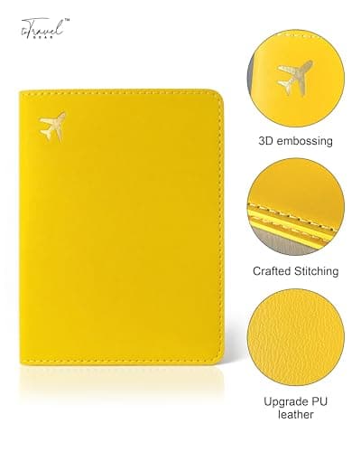 toTravelGear Passport Holder for Travel Essentials,RFID Blocking Passport Cover Case for Travel Accessories,Travel Wallet for Women Men, Lemon Yellow, Minimalist — view 5
