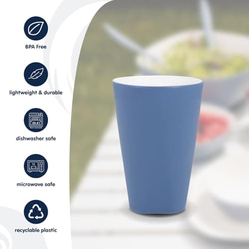 Blue Pool Camping Cutlery Set for 2, Picnic Set 12 Piece Lightweight Compact Case with Carry Handle, Includes 2 x Plates, 4 x Tumblers, 2 x Cutlery — view 3