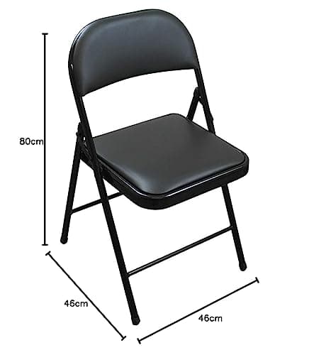 TekBox Folding Faux Leather Chair - Steel Event & Desk Seating (6, Black) — view 2