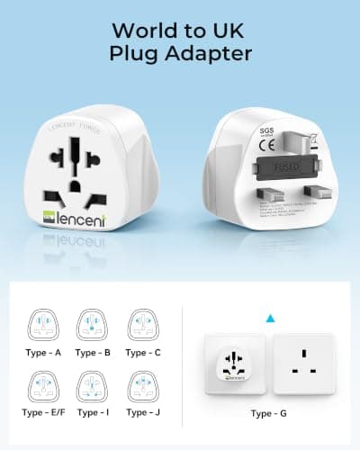 LENCENT World to UK Travel Adapter, Universal to Type G Plug Adaptor,1 Pack — view 2