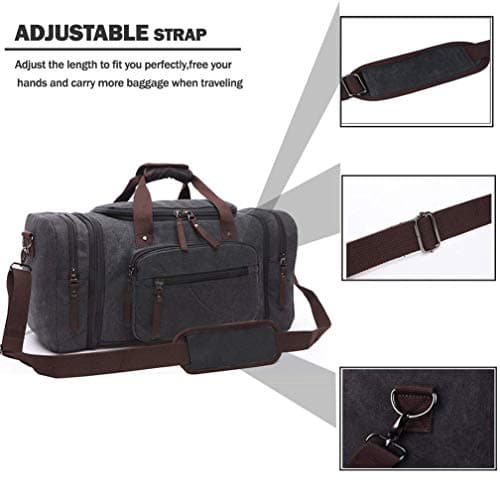Expandable Canvas Holdall Bag for Men, AIZBO Travel Bag 55L Suitcase Large Duffel Bag for Men with Multi-Pockets, Overnight Weekend Bag, Unisex Holdall Travel Duffle Bag, Weekender Bag for Women — view 5
