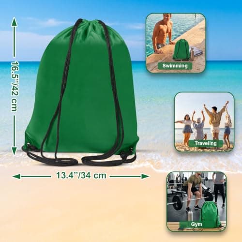 WESTWOOD FOX Drawstring Gym Bag String Bags Gym Sack Backpack PE Bags for Women Men Trainer Swimming Bag Travel Beach School Holidays Suitable for Sports,kids,Boys,Girls (Green) — view 3