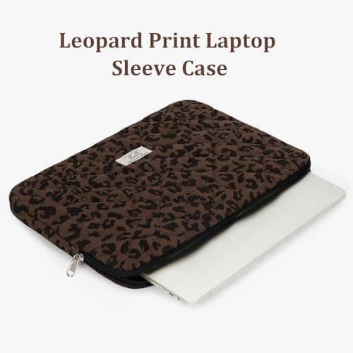 SDSFGX Leopard Laptop Sleeve 13-15 Inch Quilted Padded Protective Case for MacBook Pro/Air Trendy Universal Laptop Sleeve — view 2