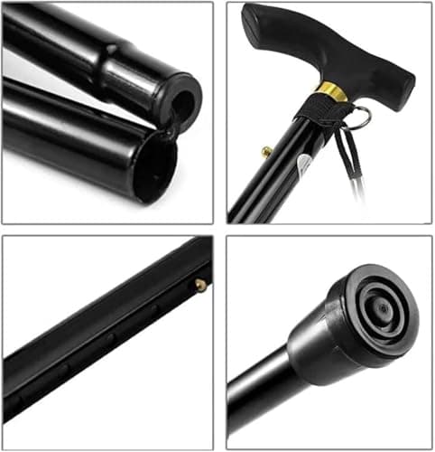Walking Stick, Portable Collapsible Walking Stick and Mobility Aid Handy, Easily Adjustable Folding Travel Walking Cane for Women, Men & Disabled Flexible and Durable, 33-37 inches (Black) — view 6
