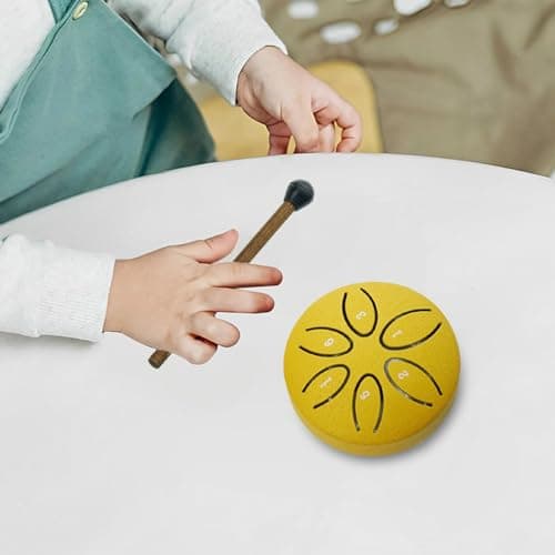 harayaa Steel Tongue Drum with Mallet 3inch 6 Tones Educational Toy Musical Instrument Ethereal Drum for Concert Beginner Kids Travel, Gold — view 4