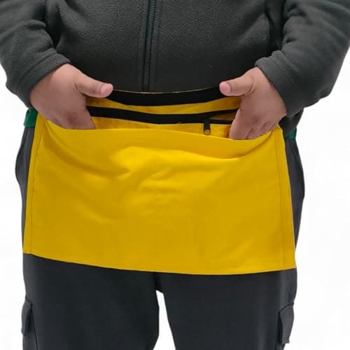 6 Pocket/4 Pocket Market Trader Money Belt | Denim Trader Belt | Money Apron | Traders Adjustable Waist Strap Anti-Theft Wallet Apron Pouch for Restaurants Festivals Fetes (4 Pocket-Yellow) — view 3