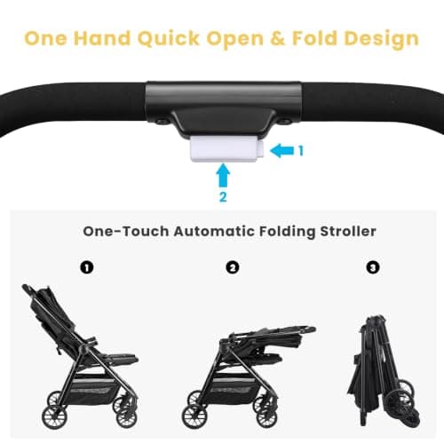 UBRAVOO Baby Stroller for Toddlers with Reclining Seat,Ultra Compact Stroller with Large Storage Basket, Canopy, Parent Handle, Lightweight Push Chair for Travel Buggy and More — view 2
