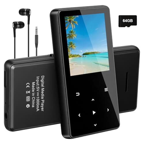 64GB MP3 Player with Bluetooth, Portable Music Player with Speaker, FM Radio, HiFi Audio, Mini Digital Audio Player with Headphones Included