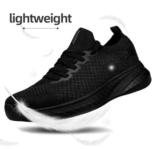 Puweco Womens Trainers Running Shoes Walking Sneaker All Black — view 3
