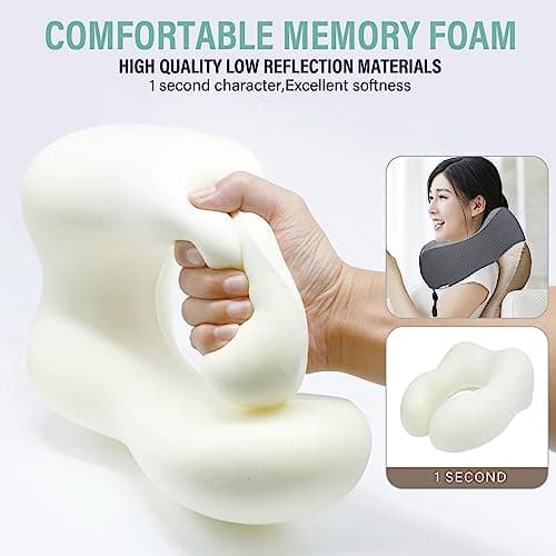 Yomisee Travel Pillow Neck Pillow for Travel Airplane Memory Foam Flight Pillow for Cars, Trains, Home, Offices（Dark Grey） — view 5