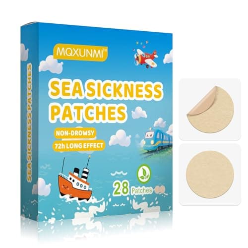 MQXUNMI Sea Sickness Patches, 28 PCS Cruise Patches for Sea Sickness, Travel Motion Patchs Non-Drowsy and No Side Effects, Long Lasting 72H for Fast Nausea Relief in Car, Ships, Cruise, Air Travel