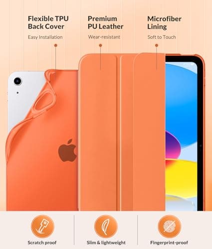MoKo Slim Case for iPad (A16) 11th/10th Gen 2025/2022, Xingyu Orange — view 4