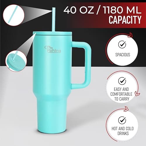 OTTO KONING Travel Mug with Handle 40oz Insulated Tumbler Stainless Steel — view 3