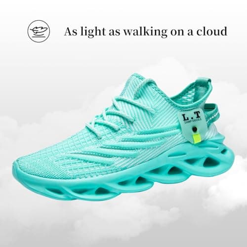 XKOWUO Mens Womens Trainers Walking Running Shoes Non Slip Gym Slip On Tennis Trainers Outdoor Sports Sneakers Lightweight Workout Shoes Light_Green Size 5.5 — view 3