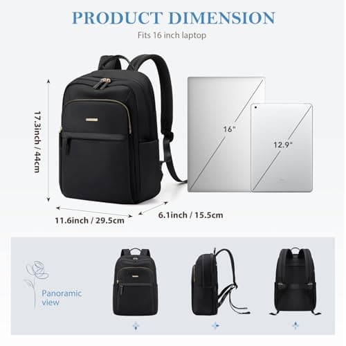 GOLF QUALITY Travel Backpack for Women Waterproof Carry On Bag Business Weekender Hiking Multilayer Laptop Bag,16 Inch, Upgrade-black, 16 Inch — view 4
