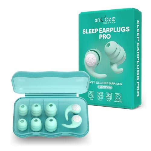 Snooze Therapy Ear Plugs for Sleep, Adjustable Reusable Earplugs (Turquoise)