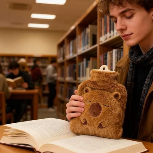Capybara Hot Water Bottle Plush, 1000Ml Hot Water Bottle with Cover, for Camping Back Hand Travel School Shoulder Neck Legs Women Men Kids — view 2