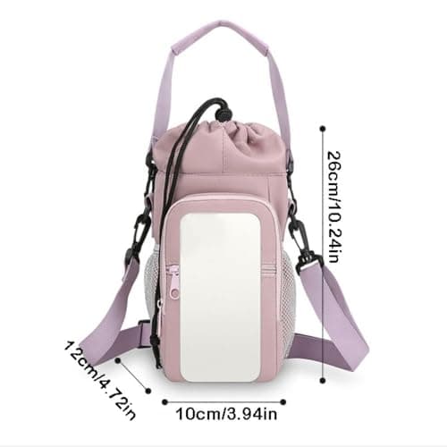 Portable Insulated Water Bottle Bag with Adjustable Strap, Thermal Mug Holder Protective Cover with Phone Pocket for Outdoor Sports Travel(Blue) — view 6