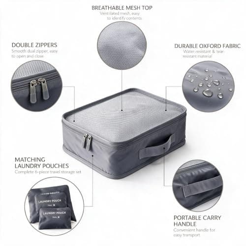 6 Set Compression Packing Cubes for travel Suitcases & Backpack & Luggage — view 4