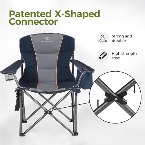 ALPHA CAMP Camping Chairs for Adults Camping Chairs for Heavy People, Blue — view 3