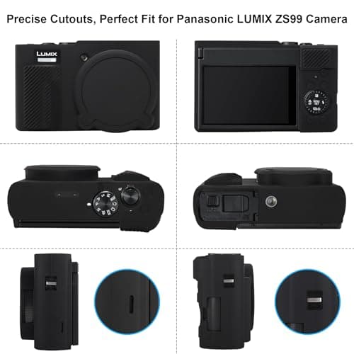 RAIALL Camera Case for Panasonic LUMIX DC-TZ99E Point and Shoot Camera, 1*Hard Carrying Case Protective Travel Bag+ 1*Soft Silicone Protective Cover with Removable Lens Cover, Black+Black — view 4