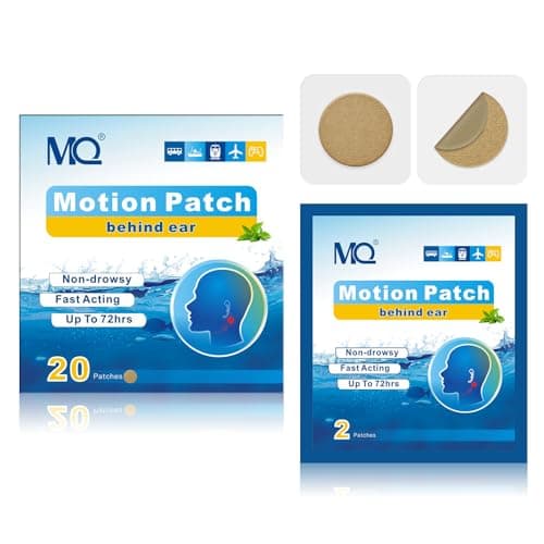Motion Sickness Patches, 20 Count Travel Sickness Patches Non-Drowsy, Cruise Ship Travel Essentials, Fast Acting & Long Lasting 72H, Medium Color