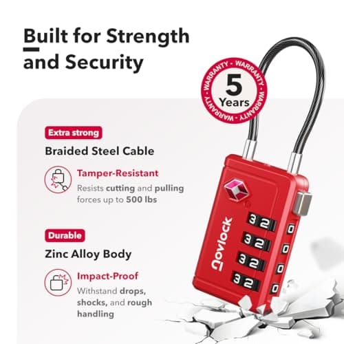 NovLock Suitcase Locks, TSA Approved Luggage Locks, 4-Digit Travel Padlocks — view 4