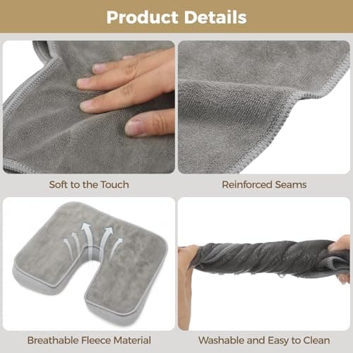 6Pcs U-Shaped Face Cradle Cover, Microfiber Salon Soft Esthetician Massage Headrest Towels Set, Facial Cradle Pillow Cover for Massage Beds & Chairs, Beauty Salon Spa, 13.8 x 11 in — view 4