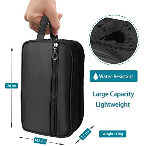 Toiletry Bag for Men, FITDON Portable Travel Wash Bag, Waterproof Shaving Bag Gym Shower Bathroom Bag Dopp Kit Make Up Bag, Black — view 6