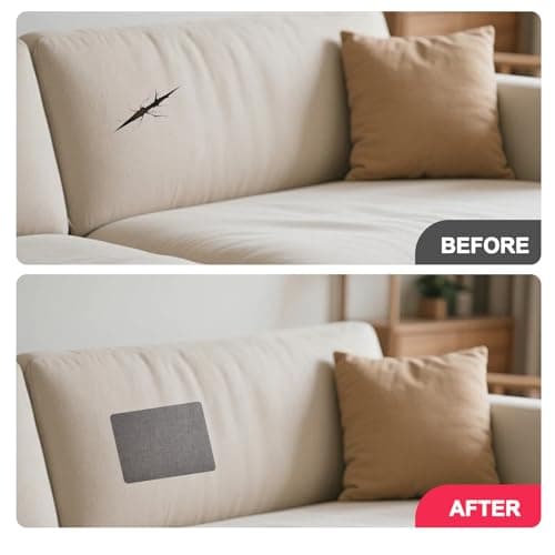 2 Pcs Grey Canvas Repair Patch, 20X28cm Self-Adhesive Canvas Repair Patches for Sofs & Tents, Waterproof Fabric Repair Kit, Adhesive Fabric Repair Patches for Sofas Tents Furniture Car Seats — view 6