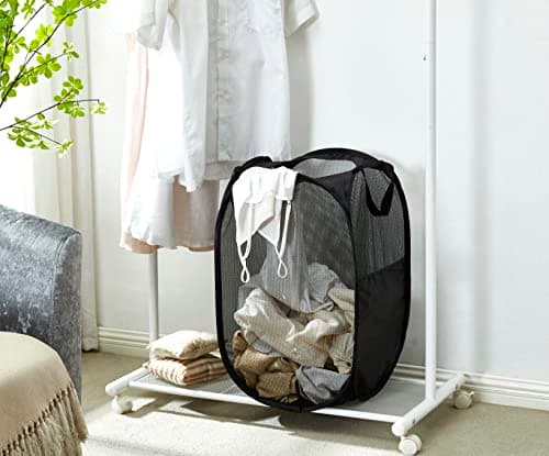 WEBEASY Laundry Basket, 1pc Pack Foldable Laundry Hamper Pop Up with Durable Handles, Portable Mesh Washing Laundry Bag with Handle Great for Home Kids Room College Dorm Travel (Navy) — view 5