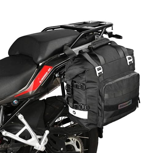 abamita Waterproof Motorcycle Saddle Bag 20L Motorbike Side Luggage Quick Release Pannier Bag for Adventure Touring Sports Bikes Fits Most Racks Black 1 Pack