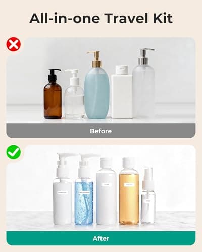 BAGSMART 7pcs Clear Toiletry Bag with Travel Bottles Set, TSA Approved — view 5