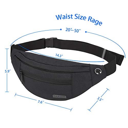 MAXTOP Large Bumbag Waist Fanny Pack for Men Women Bum Bag with Headphone Jack and 4-Zipper Pockets Adjustable Belt for Biking Running Jogging Traveling Outdoors Workout Cycling Fitness Hiking — view 6