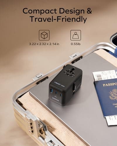 MOMAX Universal Travel Adapter with USBC Cable 100W GaN Travel Plug Adapter — view 6