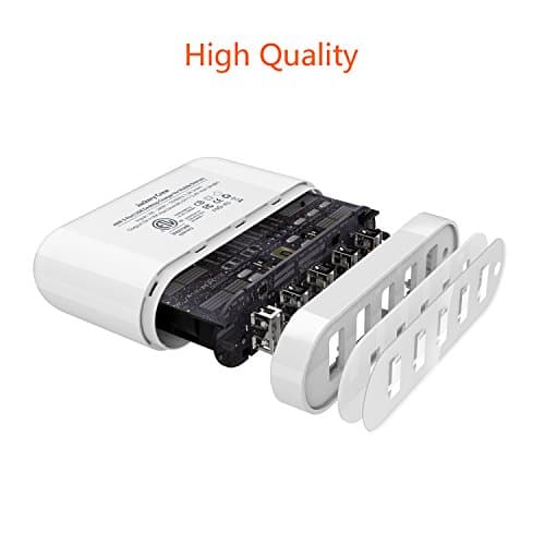 USB Charger Plug Jackery Crew 5-Port 40W Wall Charger Premium International Travel Adapter - 8A/40W Desktop Charger for Apple iPhone iPad, Samsung Galaxy, Smartphone, Tablet [UL Certification] — view 3