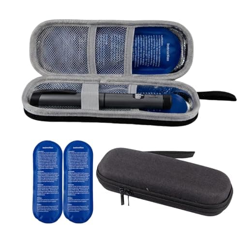 Insulin Cooler Travel Case with 2 Ice Packs Insulin Cool Bag Small Diabetes Bag Cool Box for Diabetic Utensils Pen Cold, Insulated Medication Bag Diabetic Cooler Medicine Spray Pen Syringe Case Travel