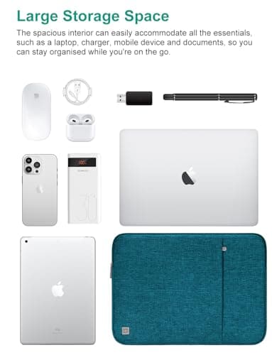 DOMISO 17 inch Laptop Sleeve Protective Case Cover Compatible with 17-17.3 inch HP Dell ASUS Lenovo Chromebook,Waterproof Computer Cases Bag,Teal — view 3