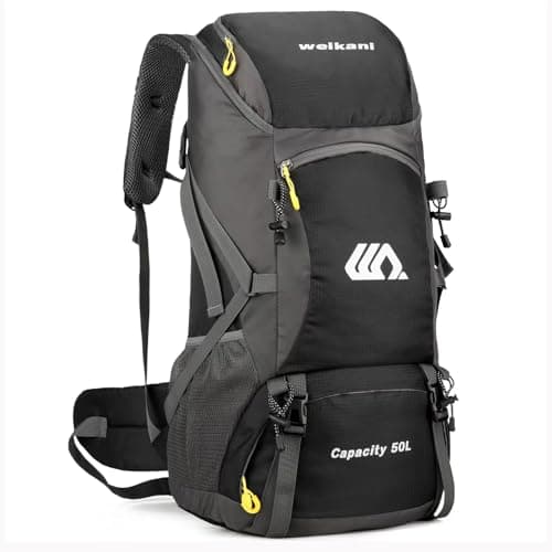 Ezmina 50L Hiking Backpack Waterproof Camping Backpack Hiking Daypack Travelling Backpack for Men and Women Large Rucksack for Climbing Travel Touring Skiing Trekking Outdoor Sport — view 2