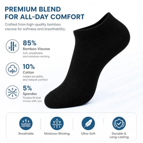 MAKABO Womens Bamboo Trainer Socks Low Cut Ankle Socks Breathable Seamless 6 Pack UK 5-9 Casual Sneakers Gift — view 4