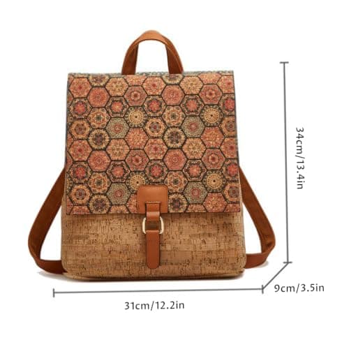 Boho Backpack, Real Wood Grain Fashion Backpack For Women, Caramel — view 5